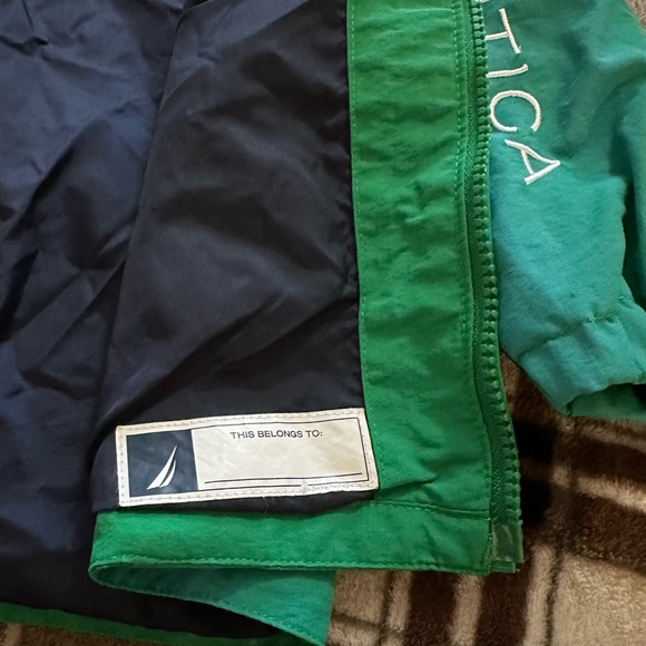Nautica Baby Windbreaker Hooded Zip-up Jacket Size 2T(18-24M) Green/Navy Blue - Picture 6 of 9